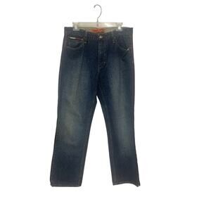 Tommy Hilfiger Blue Jeans Straight Legs 32 x 32 Red Stripe Down Sides of Legs